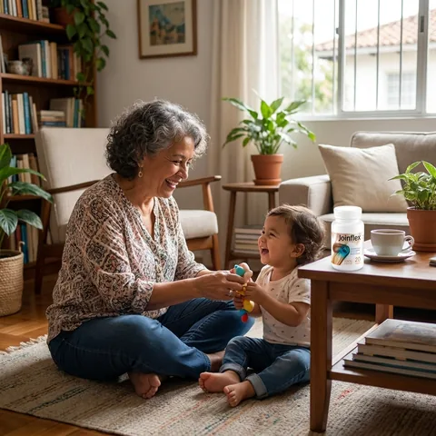 Abuela jugando en el suelo con su nieta